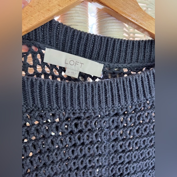 LOFT crochet knit boat neck sweater. - Picture 3 of 3